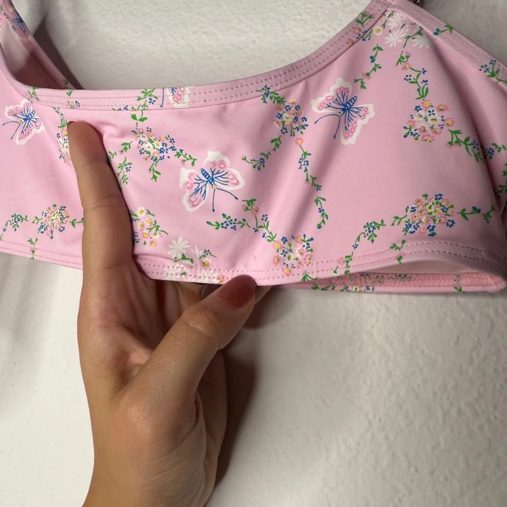 Frankie’s Bikinis Fairytale Dallas Top Isabella Bottom Floral Chain Set L NWT